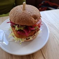 Vegan chicken sandwich at Next Level Veggie Grill in Cambridge