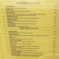 Current menu, lots of options at Mandir in Basel