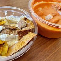 Humus and gazpacho   at Aloé Vega in Blagnac