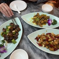 On the top is a sweet lemon vegan mushroom dish   at GōngDé Lín - Godly - Huanghe Rd in Shanghai