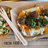 Vegan Istanbul Street Potato with side salad at Frittenwerk - Bilk in Dusseldorf