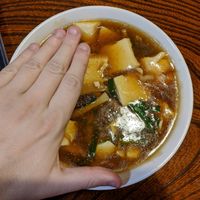 Vegan tofu garlic soup. 800, +100 for extra noodles (underneath) at Fukutora in Yamanochi