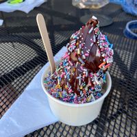 Vanilla oat soft serve with chocolate hardshell  at Big Softie in Atlanta