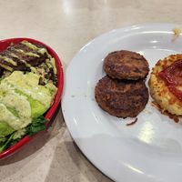 Vegan breakfast bowl on left (comes with potatoes, quinoa, beans, veg,...) at Citrus in Virginia Beach
