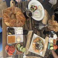 Turkish’s breakfast board! Kofta wrap! Coffee! ! Breads! Heaven!  at The Baklava Lady in English Town