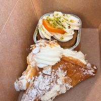 Orange tea cake and almond cream puff at The Baklava Lady in English Town