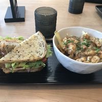 Club with poutine fries  at Down 2 Earth in Langley