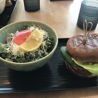 Special of the day, chicken burger with Cesar salad on the side   at Down 2 Earth in Langley