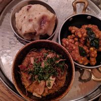 Sweetcorn Badji, curry and roti! My favourite course ✨ at Thali in Cape Town