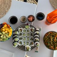 Vegan sushi and bowls from the menue at Aicha Kitchen in Marrakech