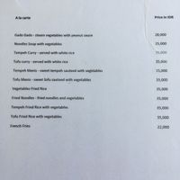 Vegan menu  at Tirta Unda in Sidemen