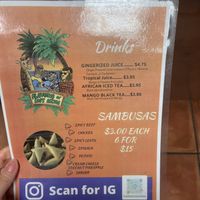 menu   at Flavors of East Africa Express in San Diego