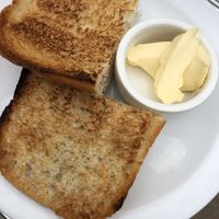 Toast and vegan spread with breakfast  at Barkers Cafe Bar in Helmsley