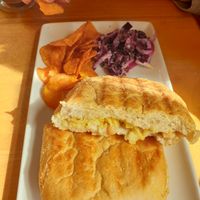 Chickpea, mayo and cheese panini at Barkers Cafe Bar in Helmsley