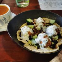 Falafel, side of soup at Greens & Co in Galway