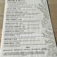 menu as of sept 2023 at Greens & Co in Galway
