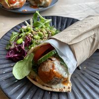 flatbread pita with falafel   at Greens & Co in Galway
