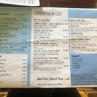 Menu as of May 2025  at Greens & Co in Galway