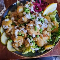 Vish and potato bowl at Greens & Co in Galway