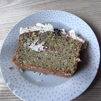 Pistachio and Raspberry Cake  at Greens & Co in Galway