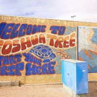 Cool mural outside their building at Natural Sisters Cafe in Joshua Tree