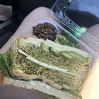 Avocado & veggie sandwich with vegan cheese & hummus  at Natural Sisters Cafe in Joshua Tree