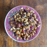 Berry Smoothie Bowl with nuts added #Veganuary at Green Eats in Accra
