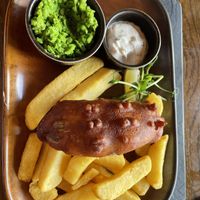 Overcooked banana blossom and undercooked chips    at The Pier House in St Austell