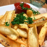 Simple fries with a tomato-salsa at Fafa's in Oulu