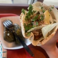 Falafel wrap and grape leaves  at Zakia Deli in Minneapolis