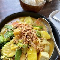 Tofu yellow curry at Sun and Moon in San Francisco