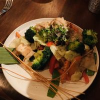 Spicy Noodles were made vegan with tofu and no oyster sauce. at Sun and Moon in San Francisco