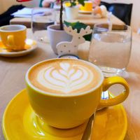 Oat milk capuccino at Buchta B in Brno