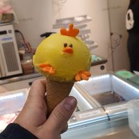 Chicken shape mango ice cream!  at Eiswelt Gelato in Tokyo