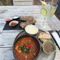 Vegan buttered chicken and bread/dips starter with a mocktail   at Gourmet Bar in Hoofddorp