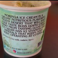Moringa ice cream made in Bahamas  at Better Living Health Center & Deli in Nassau