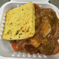 Vegan “Just Egg” & sausage stew  at Better Living Health Center & Deli in Nassau