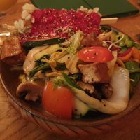 Upon bowl with a crispy tofu stick  at Vegan House - Alaunstraße in Dresden