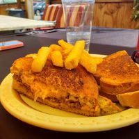 Vegan patty melts with fries at Kelcy's in Tehachapi