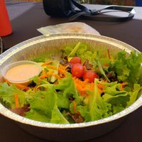 Side salad with vegan thousand island drssing in lieu of fries with the vegan patty melt at Kelcy's in Tehachapi