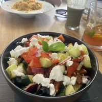 Greek Salad and Spaghetti Bolognese   at Élelem Etterem in Budapest