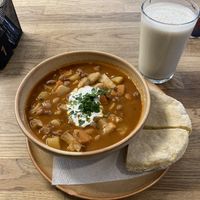 Bean Goulash - 9/10
Peanut Butter Protein Smoothie - 9/10  at Élelem Etterem in Budapest