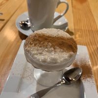 Tapioca pudding and lemongrass tea  at Melange Eatery in Medford