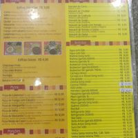 Menu at Ali Babá in Ciudad Del Este