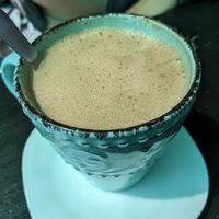 Hot chocolate, they can make the hot chocolate with bitter chocolate and almond milk, then it becomes quite sweet and less bitter at Boca2 in Monteverde