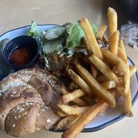 Vegan Nashville hot chicken sandwich. Amazing you put it together yourself 😃  at Disneyland - Black Tap in Anaheim