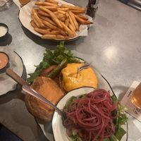 Side salad with vinaigrette and a side of fries    at Disneyland - Black Tap in Anaheim