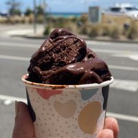 Dark chocolate vegan gelato at Meno Zero in Dromana