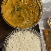 This is the veggie curry. Comes with rice and feeds 2 people. The mild is not spicy at all  at Himalayan Kitchen in Kailua