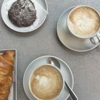 Biscotti, cappuccino with soy milk and croissants  at Pasticceria Toletta in Venice